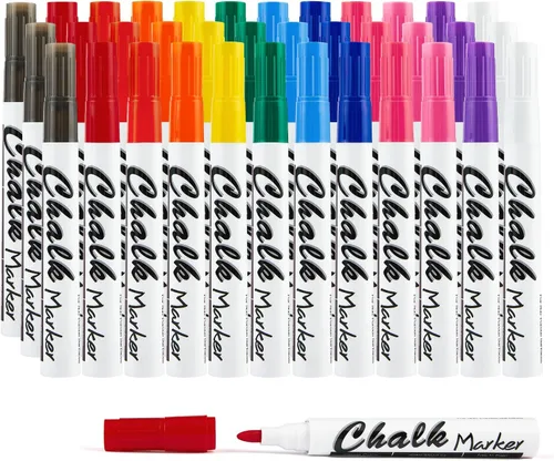 Miniatura 9 de Volcanics Marcadores de tiza líquida blanca para pizarra, marcadores de ventana para vidrio, crayones lavables para ventanas, bolígrafos de pintura