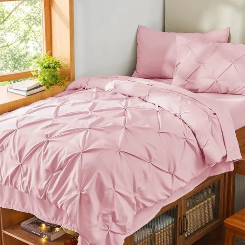 Miniatura 6 de Sasttie - Juego de edredón individual, juego de cama en una bolsa de 5 piezas, juegos de ropa de cama con pinzas para todas las estaciones, incluye