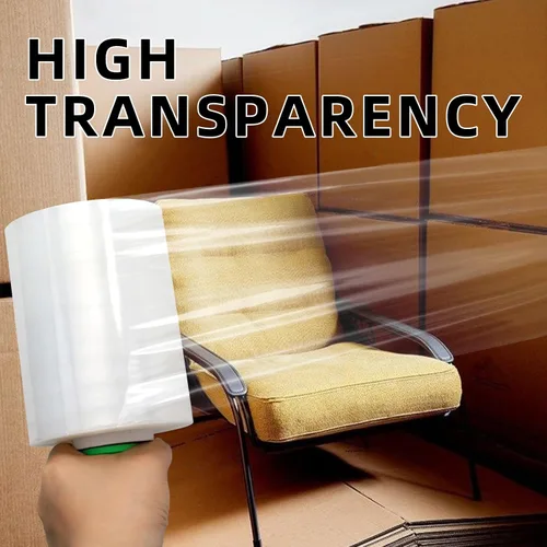 Miniatura 4 de Película elástica transparente de 5 pulgadas x 1000 pies con asa, envoltura de plástico grueso de calibre 80 para mudanzas, envoltura de paletas