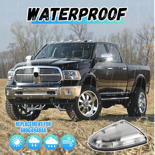 Miniatura 3 de ECOTRIC Luz de Charco de Señal de Giro del Espejo Izquierdo Compatible con Dodge Ram 1500 2009-2013 y 2500 2010-2013 LH Cubierta de Carcasa