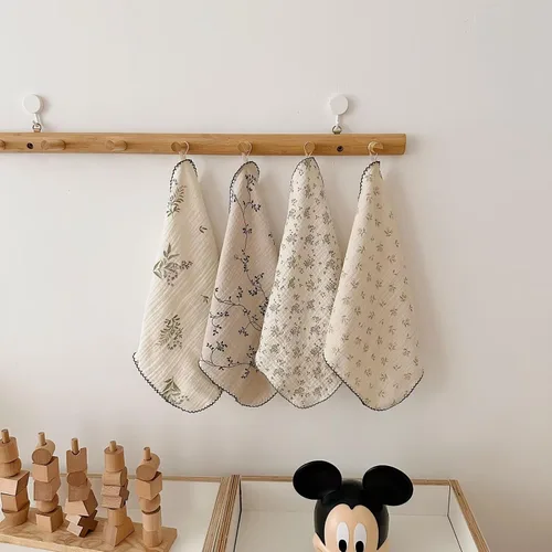 Miniatura 17 de BuLuTu - Paños de limpieza reutilizables 100% algodón muselina para cocina, 4 unidades, paños de cocina con estampado floral dulce, paños de esponja