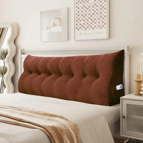 Miniatura 25 de Almohada de cuña triangular para cabecero, cojín de pana para sofá cama, respaldo grande, almohada de lectura, posicionamiento lumbar tapizado