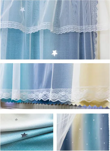 Miniatura 3 de Cortinas autoadhesivas para ventana de dormitorio, sin varilla, con recorte adhesivo, cortinas de estrellas para habitación de niñas, guardería