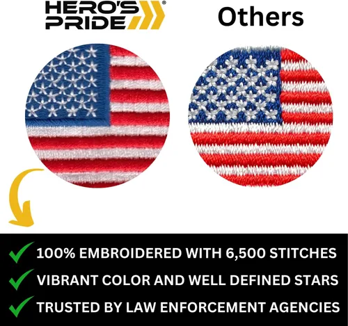 Miniatura 3 de Hero's Pride Parches tácticos de la bandera estadounidense, 3-3/8 x 2 pulgadas, parche bordado para uniforme de Estados Unidos, cosido para ropa