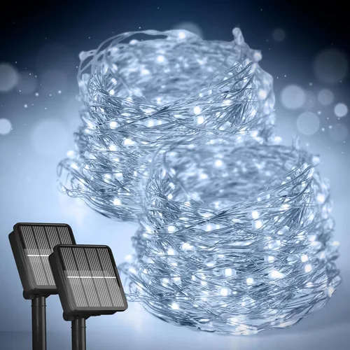 Miniatura 12 de Selarlyt Guirnalda de 200 luces LED solares de 72 pies para exteriores, luces de hadas solares para exteriores, impermeables, con 8 modos, luz