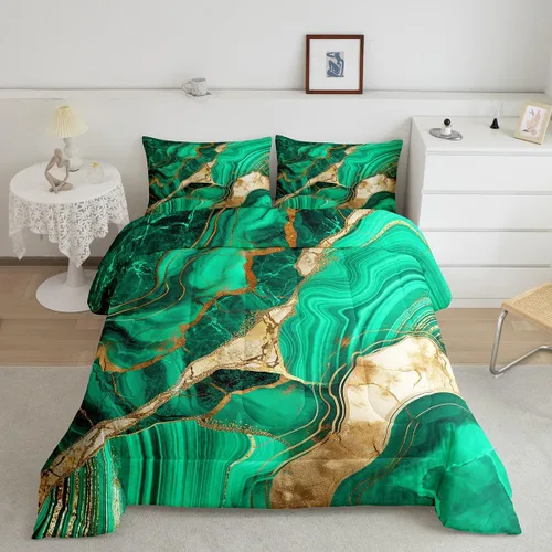 Miniatura 39 de Juego de edredón de mármol negro individual, ropa de cama dorada agrietada para adultos, hombres y mujeres, juegos de edredón de textura metálica