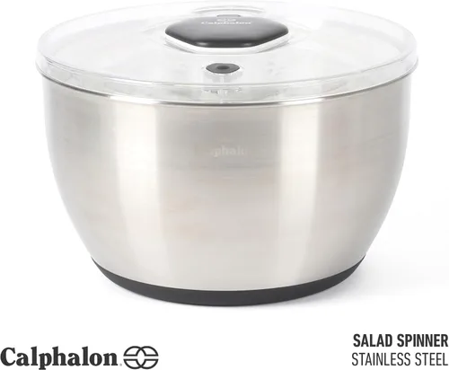 Miniatura 2 de Calphalon Aero - Molinillo de ensalada de acero inoxidable de 6.3 cuartos de galón, cuenco para lavar frutas y verduras con cesta coladora