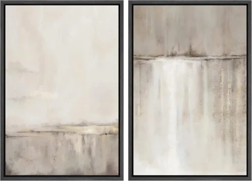 Miniatura 122 de SIGNWIN Lienzo enmarcado para pared, ilustraciones abstractas texturizadas en tonos beige terrosos, arte moderno, decorativo, contemporáneo