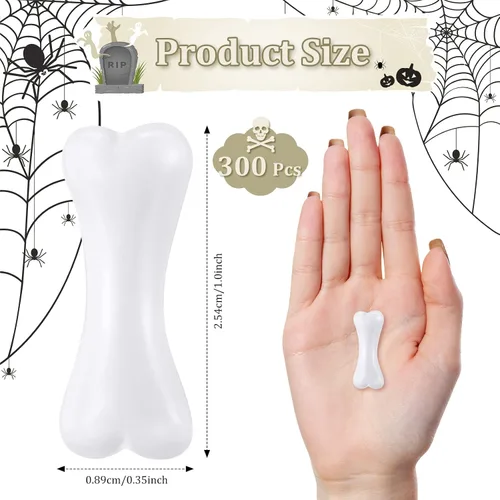 Miniatura 2 de 300 piezas de mini huesos de esqueleto de Halloween de plástico blanco falsos pequeños huesos humanos de las cavernas en miniatura