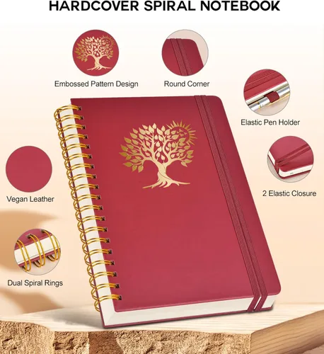 Miniatura 3 de Cuaderno grande en espiral para mujeres y hombres, 300 páginas rayadas numeradas, con rayas universitarias, cuaderno encuadernado en espiral de tapa
