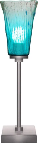 Miniatura 5 de Toltec Lighting Luna Accent - Lámpara de mesa, acabado de granito oscuro, cristal cuadrado de burbujas ahumadas de 3.5 pulgadas