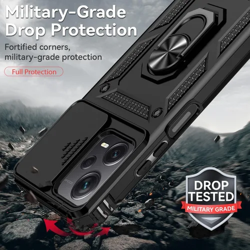 Miniatura 8 de Funda para Redmi Note 12, funda Poco X5 5G con protector de pantalla de vidrio templado y cubierta de cámara deslizante, anillo magnético soporte