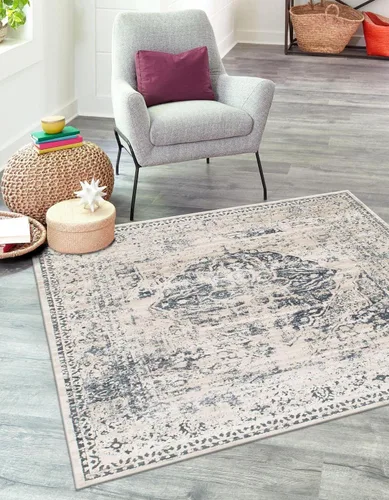 Miniatura 12 de Unique Loom Chateau Collection - Alfombra de área - Hoover (2' 2" x 3' 1" rectangular, azul oscuro/beige)