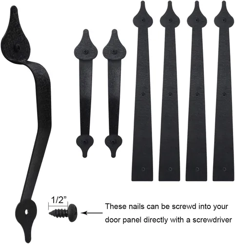 Miniatura 5 de WINSOON - Herramientas decorativas de metal para puerta de garaje, con tornillos, estilo casa de transporte, bisagras ciegas, manijas, puerta