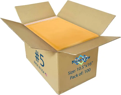 Sobres de burbujas Kraft de 10.5 x 16, sobres acolchados autosellados #5, paquete de 100 unidades a granel | Fits Books, Comics & Apparel, No Tape