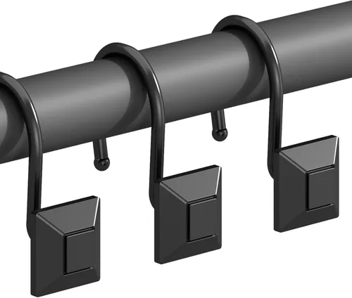 Miniatura 8 de GILLAS Ganchos decorativos para cortina de ducha, juego de 12 anillos para barra de cortina de ducha para baño, cuadrados resistentes a