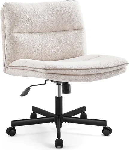 Miniatura 12 de EMIAH Silla cruzada con ruedas, sillas de escritorio de oficina en casa, silla de tocador acolchada de poliuretano, silla ergonómica de computadora