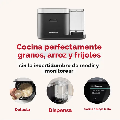 Miniatura 2 de Olla para granos y arroz KitchenAid de 8 tazas con báscula integrada de detección automática + tanque de agua, KGC3155, negro mate