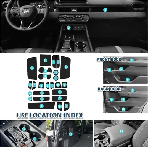 Miniatura 2 de Alfombrillas con ranura para puerta de pasaporte 2026 para Honda Passport 2026, accesorios 25 piezas/juegos de forro de consola central compatible