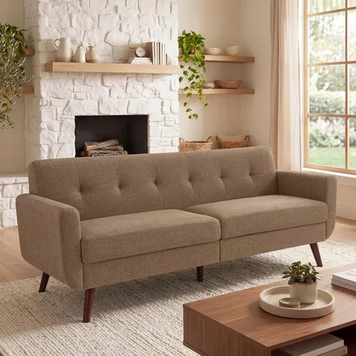 Miniatura 43 de Tbfit Sofá en Forma de L, Sofás Seccionales Modernos de Mediados de Siglo de 80" de Ancho, Sofás de 3 Plazas con Chaise Lounge Amplio, Sofá Beige