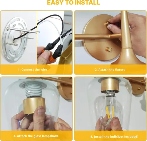 Miniatura 4 de Luz de Tocador Negra de 2 Luces Estilo Granja Moderno Lámpara de Baño con Pantallas en Forma de Copa de Vino para Espejo de 16 Pulgadas, Aplique