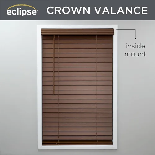 Miniatura 4 de Eclipse Persianas de madera falsa de 2 pulgadas, 23.5" de ancho x 64" de largo en roble oscuro - Persianas sin cordón, Certificadas como seguras