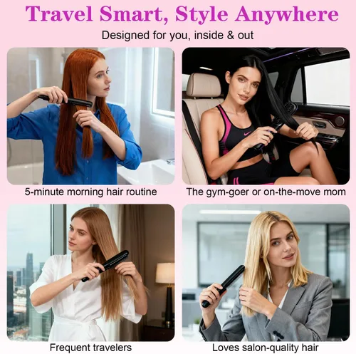 Miniatura 5 de Go Brush Pro - Cepillo alisador de pelo inalámbrico, cepillos alisadores portátiles para viajes, mini cepillos de pelo inalámbricos de calentamiento