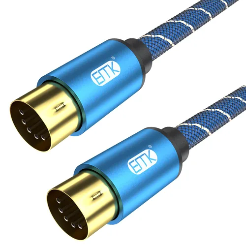 EMK Cable DIN MIDI de 5 pines macho a macho, compatible con teclado MIDI/sintetizador/guitarra/multiefectos de guitarra/interfaz de audio/mezclador