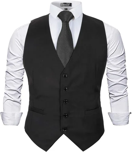 Alizeal Chaleco clásico de color sólido para hombre, chaleco de esmoquin de ajuste regular para boda