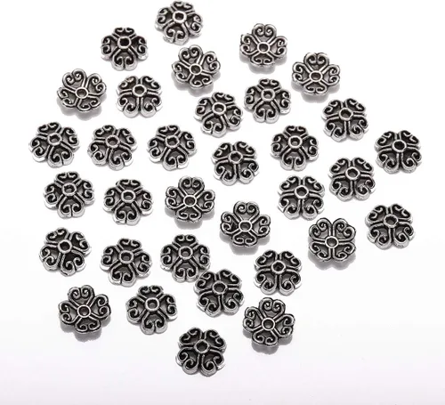 Miniatura 23 de 100 unidades/lote de tapas de cuentas de 0.236 pulgadas para joyas, receptáculo de extremo, ahuecado, toro de flores, bricolaje, espaciado