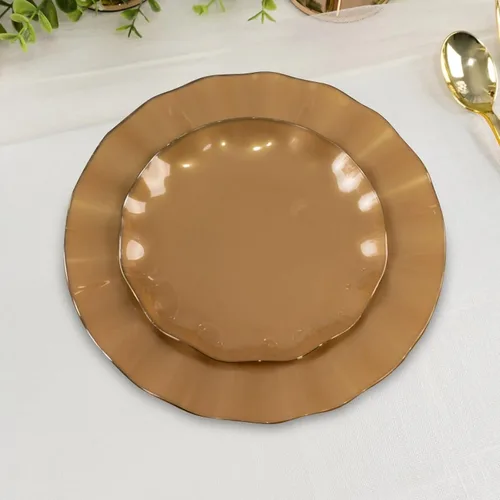 Miniatura 58 de Efavormart - Platos de cena de 11 pulgadas – Juego de 10 platos desechables redondos de plástico negro con borde dorado rizado – Vajilla elegante