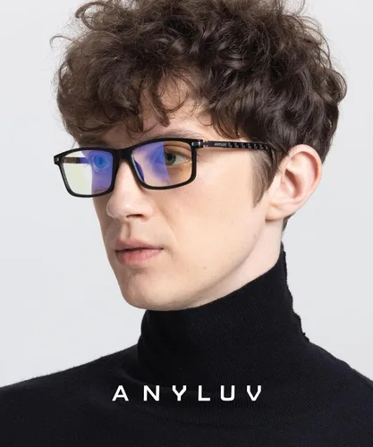 Miniatura 2 de ANYLUV Blue Light Glasses for Men,Rectangle Business Style Glasses, Carbon Fiber Straight Legs Glasses for Eye Protection