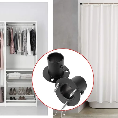 Miniatura 7 de OwnMy Paquete de 4 soportes de barra de acero inoxidable, soporte de tubo de montaje en pared con tornillos para armario, armario, barra de cortina