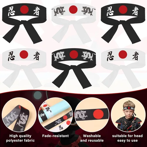 Miniatura 3 de ZOIIWA 24 diademas japonesas de karate japonés para sushi chef, bandana para karate, deportes, cocina, suministros para fiestas de cumpleaños