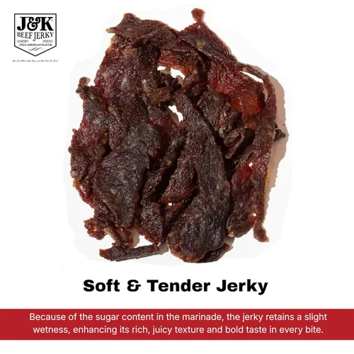 Miniatura 7 de J&K - Cecina de pechuga de res – Sabor BBQ – Hecho a mano en lotes pequeños hechos en Estados Unidos – Aperitivo audaz y ahumado – Bolsa grande de 7