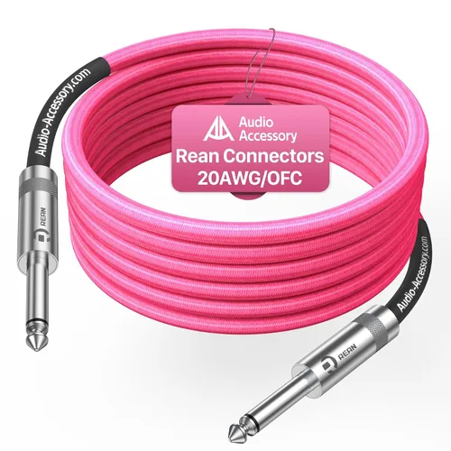 Miniatura 23 de Cable de guitarra de 1.5 pies, paquete de 2 unidades, nailon trenzado anti-torceduras reforzado con Kevlar, conector Neutrik REAN, calibre 20