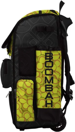 Miniatura 4 de Boombah Superpack Bolsa híbrida para bate rodante, color negro, amarillo óptico/rojo, versión con ruedas y mochila