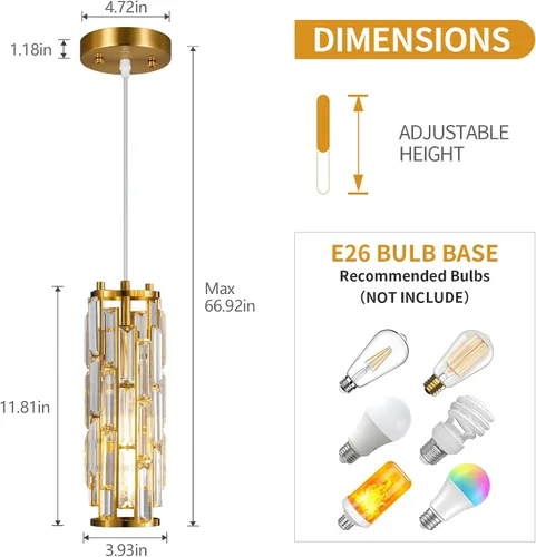 Miniatura 4 de Luces colgantes modernas, lámparas colgantes de isla de cocina, lámpara colgante dorada, mini lámpara de araña de cristal para cocina, isla