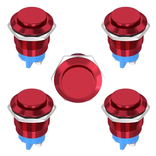 Miniatura 18 de STARELO 16 mm 5/8" Interruptor de botón momentáneo redondo alto 250 V de CA 5 A 12 V 36 V de CC 2 A 1NO SPST impermeable con carcasa de aluminio
