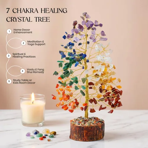 Miniatura 3 de Árbol de la vida de los 7 chakras, árbol de la vida de cristal, árbol de piedras preciosas para energía positiva, decoración de árbol de Feng Shui