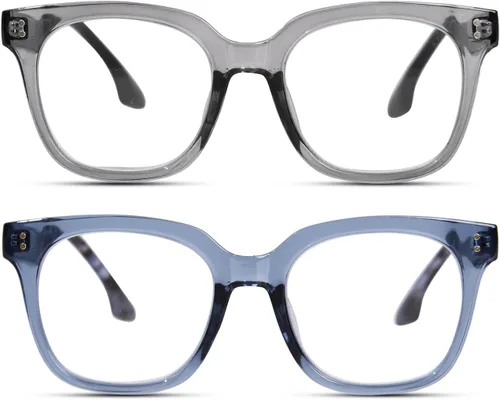Miniatura 9 de Gafas de lectura de gran tamaño para mujeres y hombres, marco grande, cuadrado, bloqueo de luz azul, para lectura de computadora, bisagra de resorte