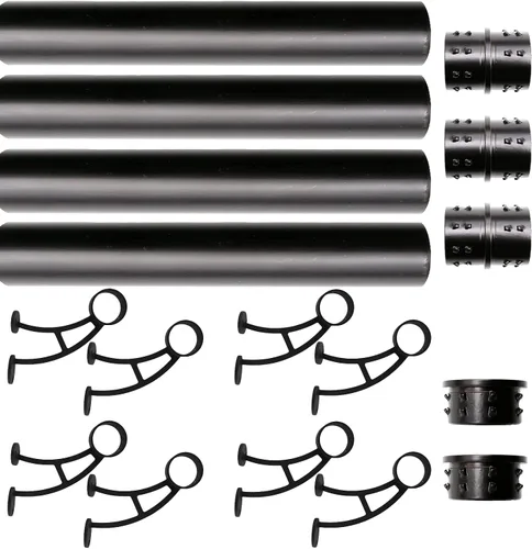 Miniatura 10 de Kit de riel de pie de montaje en barra sólida, tubo de acero inoxidable negro mate con conector interno, soporte de riel de pie de montaje en barra
