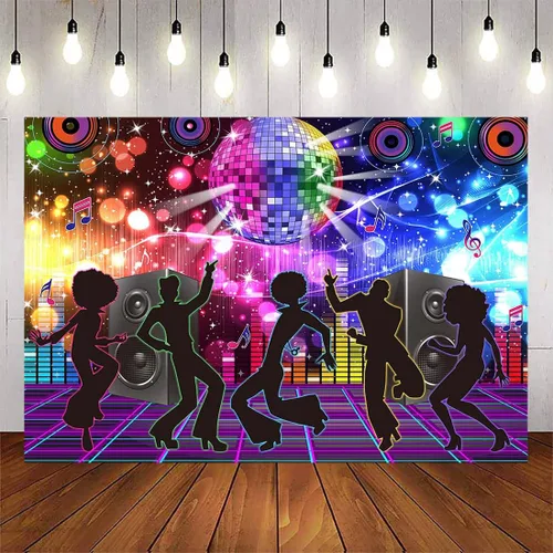 Avezano Fondo retro de fiesta de discoteca con temática de los años 70, decoraciones de fondo de fiesta de boogie de los años 70, telón de fondo de