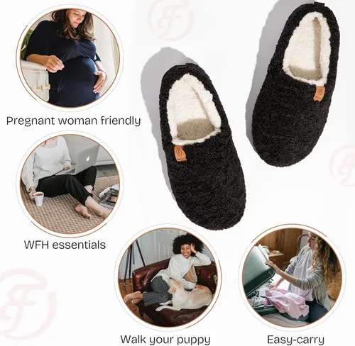 Miniatura 5 de EverFoams Pantuflas suaves y rizadas para mujer, de espuma viscoelástica, ligeras, cómodas, con forro polar