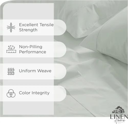 Miniatura 2 de Sábanas de percal 100% algodón Linen Home, tamaño King, gris paloma, bolsillo profundo, juego de 4 piezas - 1 sábana encimera, 1 sábana bajera de 07