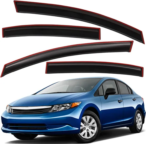 Lightronic Visera de Ventana de Ventilación Automática Extra Duradera con Clip en Canal, Compatible con Honda Civic Sedan 2012-2015, Protector