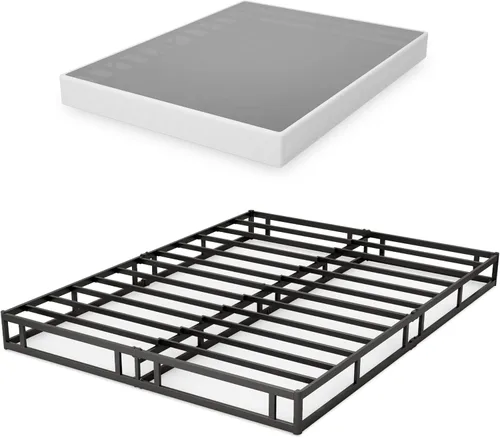 Miniatura 11 de GRUSIGN Base de colchón de metal de 5 pulgadas para cama Queen, montaje rápido, base de colchón de metal tamaño Queen con funda de tela, marco