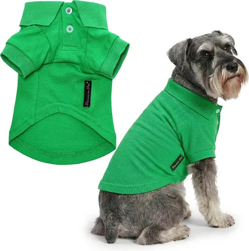 Miniatura 16 de Parisian Pet Polo para perro – Camisa de algodón transpirable en amarillo sólido – Ropa de verano tipo pullover con cuello abotonado para perros