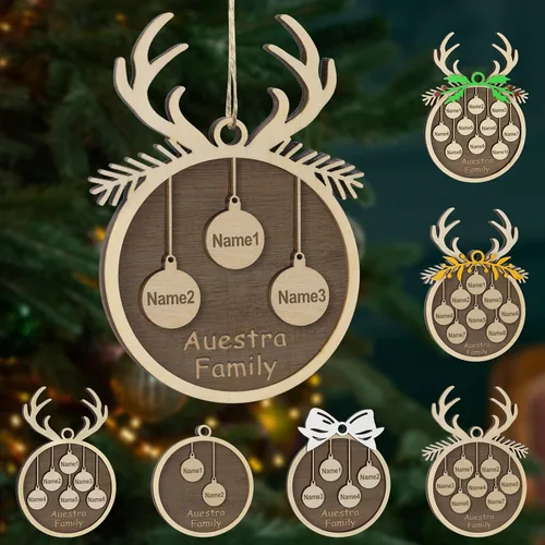 Miniatura 43 de Adornos de Navidad personalizados, familia de 1 nombre, adornos de Navidad de madera personalizados, decoración personalizada, decoración de árbol