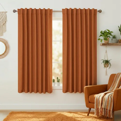 Miniatura 58 de KOUFALL - Cortinas de medio estilo francés de lino para ventana, juego de 2 cortinas cortas de 40 pulgadas de longitud, para privacidad, cortinas